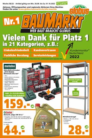 Globus Baumarkt Katalog in Köln | Globus Baumarkt prospekt | 25.9.2022 - 1.10.2022