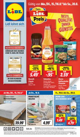 Angebote von Supermärkte | Lidl flugblatt in Lidl | 15.8.2022 - 20.8.2022