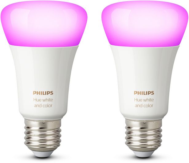 PHILIPS Hue White & Col. Amb. E27 Doppelpack Bluetooth LED Lampen Mehrfarbig für 69,99€