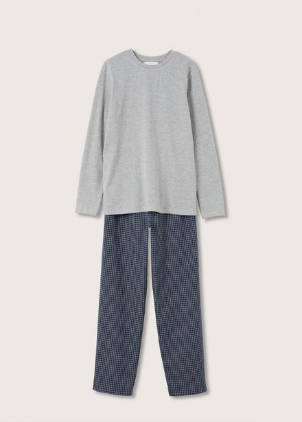 Langer Pyjama mit Karomuster für 17,99€ in Mango