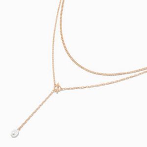 Gold Pearl Drop Chain Y-Neck Multi Strand Necklace für 7,49€ in Claire's