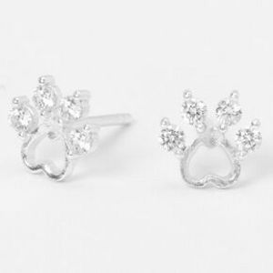 Sterling Silver Cubic Zirconia Paw Print Stud Earrings für 11,99€ in Claire's