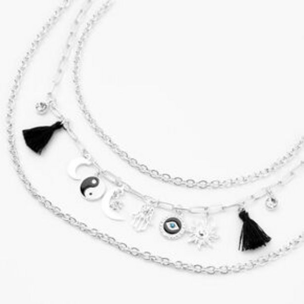 Silver Yin Yang Evil Eye Multi Strand Chain Necklace für 7€ in Claire's
