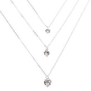 Silver-tone Cubic Zirconia Heart Multi Strand Necklace für 4,99€ in Claire's