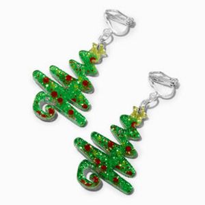 Acrylic Glitter Christmas Tree 2'' Clip-On Drop Earrings für 4,99€ in Claire's