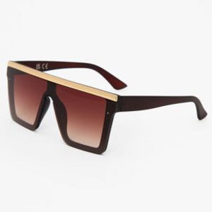 Gold Bar Shield Sunglasses - Brown für 8€ in Claire's