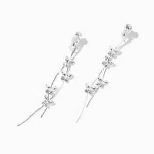 Silver 3.5" Crystal Butterfly Vine Clip-On Drop Earrings für 7,49€ in Claire's