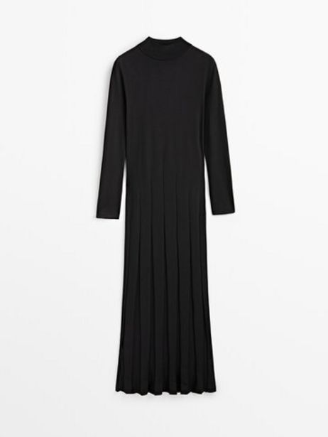 Schwarzes Kleid Mit Geripptem Stehkragen - Studio für 149€ in Massimo Dutti