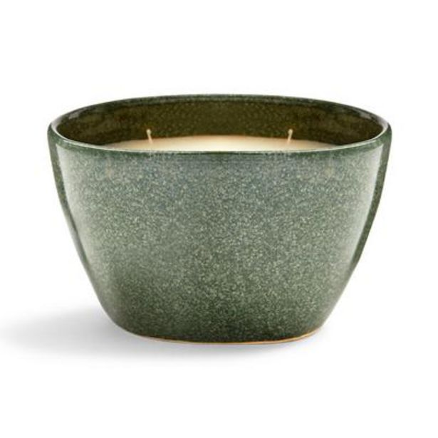 Kerze in grünem, ovalem Gefäß aus Keramik für 7€ in Primark