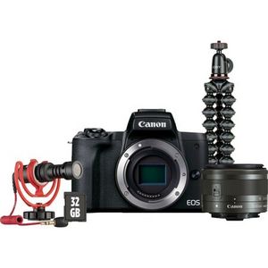 CANON EOS M50 Mark II für Wechselobjektive im Livestreaming-Kit Systemkamera (4K Videos, Bluetooth, WLAN, Ideal für Vlogger – mit Augen-AF bei Videoaufnahmen und Clean-HDMI) für 1019€ in HEM expert